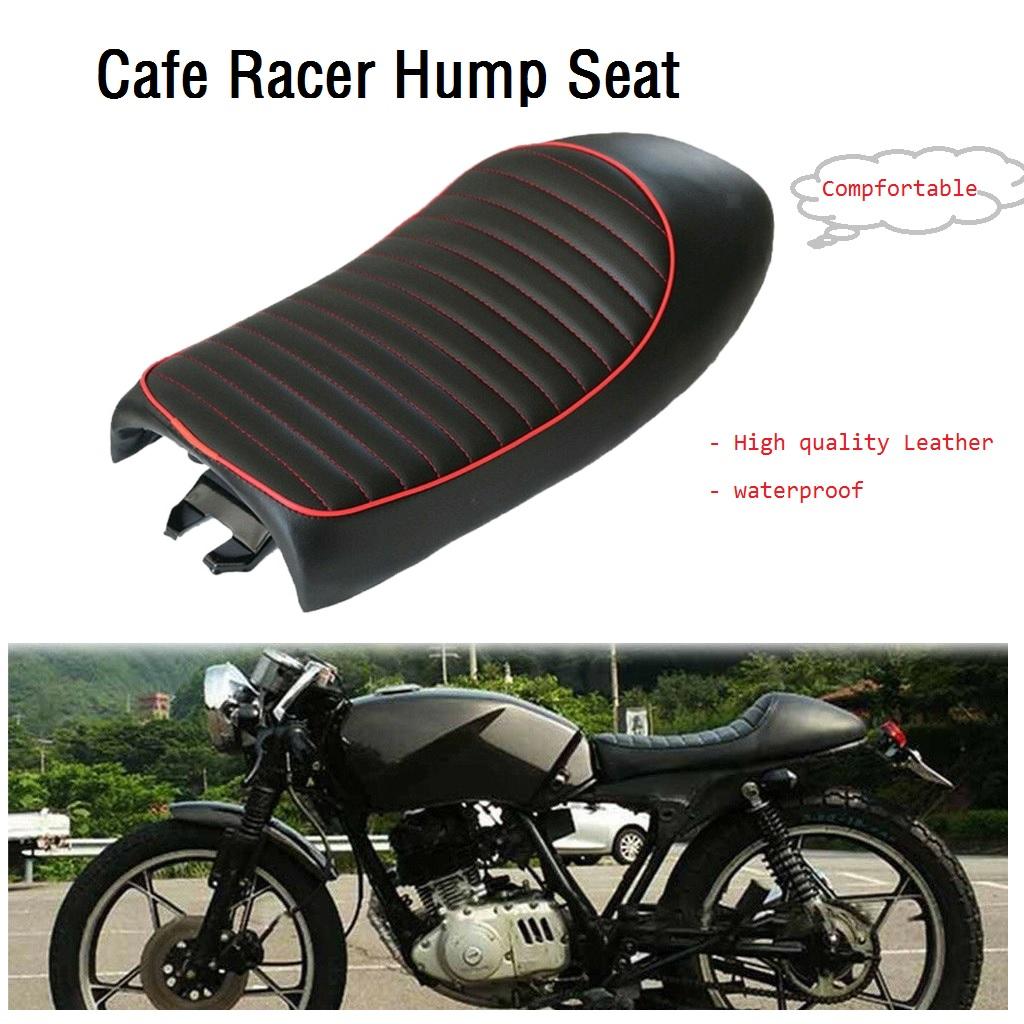 Motorcycle Vintage Cafe Racer Hump Saddle Seat for Honda Suzuki Yamaha Kawasaki - Black