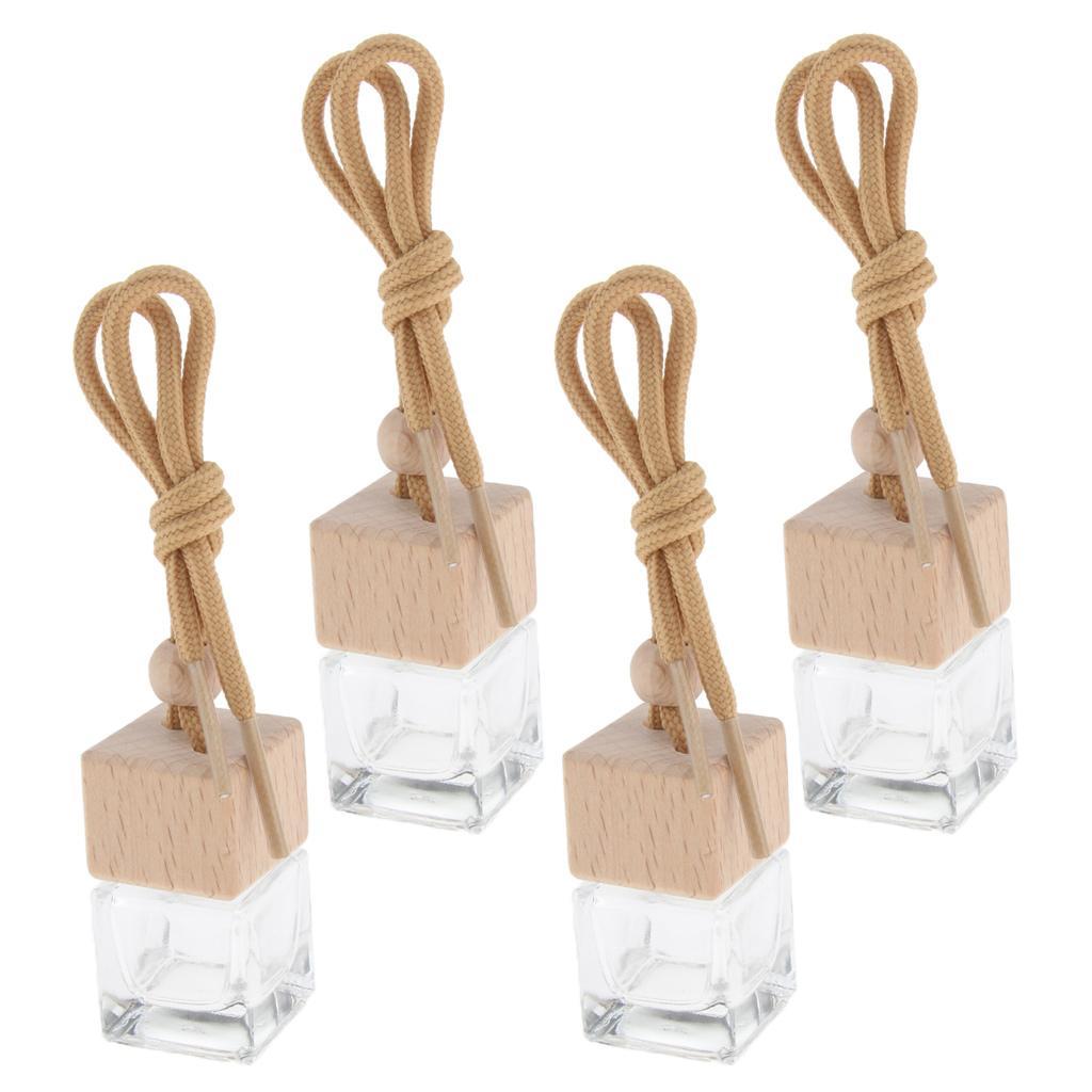 4pcs 6ml Car Hanging Perfume Bottle Essential Oil Bottle Pendant Decor Vials