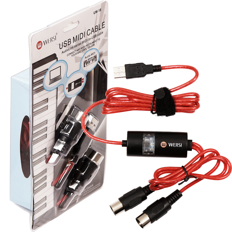 Dây Cáp Midi To USB Cable Cao Cấp Cho Organ, Keyboard WERSI UM-18 (Kết nối truyền tín hiệu, âm thanh sang Computer, Laptop, PC, Smartphone - Hoặc từ Midi sang Midi) -  Kèm Móng Gảy DreamMaker