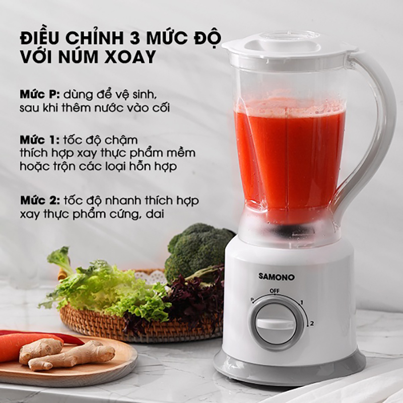 Máy xay sinh tố đa năng SAMONO SW-BB300A dung tích 1.5L công suất 300W với 2 cối xay - Hàng chính hãng