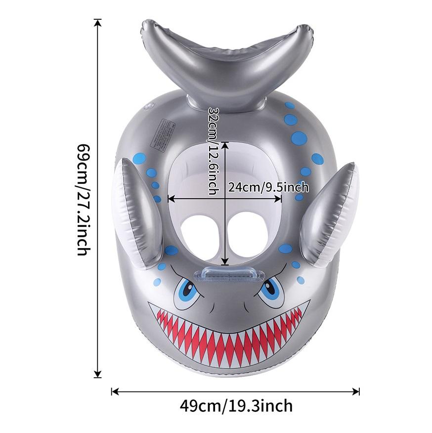 Phao Tập Bơi Chống Lật Xỏ Chân Cho Bé 2-6 Tuổi Mẫu Cá Mập