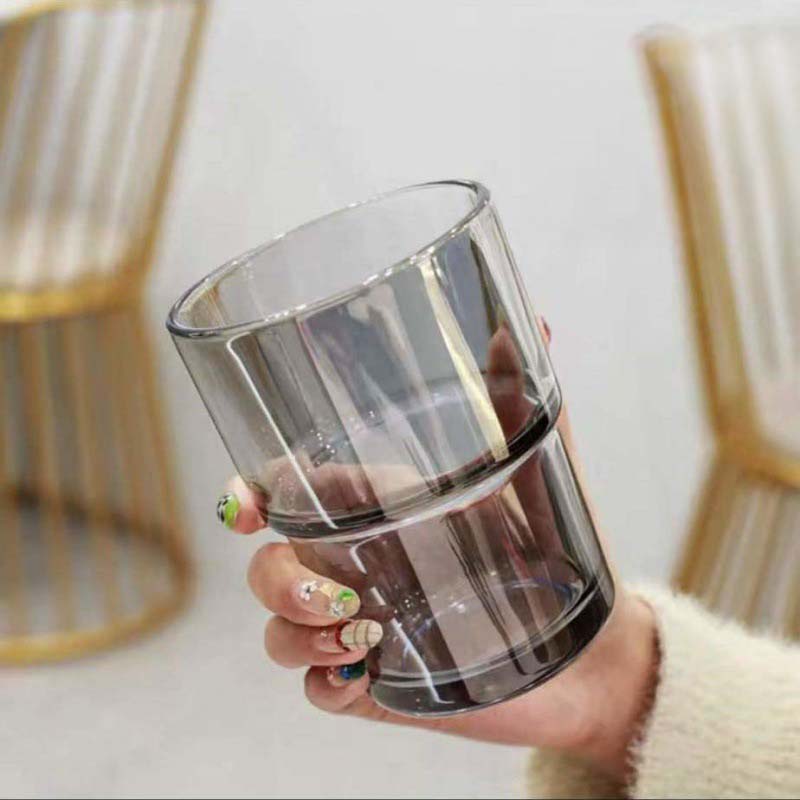 Ly thủy tinh bọc da sang trọng phong cách hiện đại dung tích 450ml thích hợp để bàn làm việc