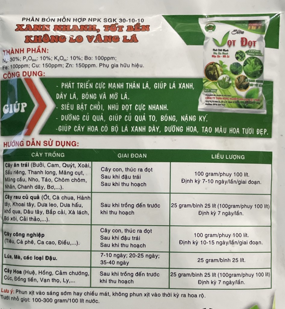SIÊU VỌT ĐỌT đâm chồi mạnh trên cây trồng gói 100gr