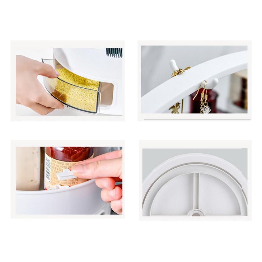 Kệ để gia vị nhà bếp xoay 360 độ có máng treo vật dụng Supaisu-ten phong cách Nhật Bản