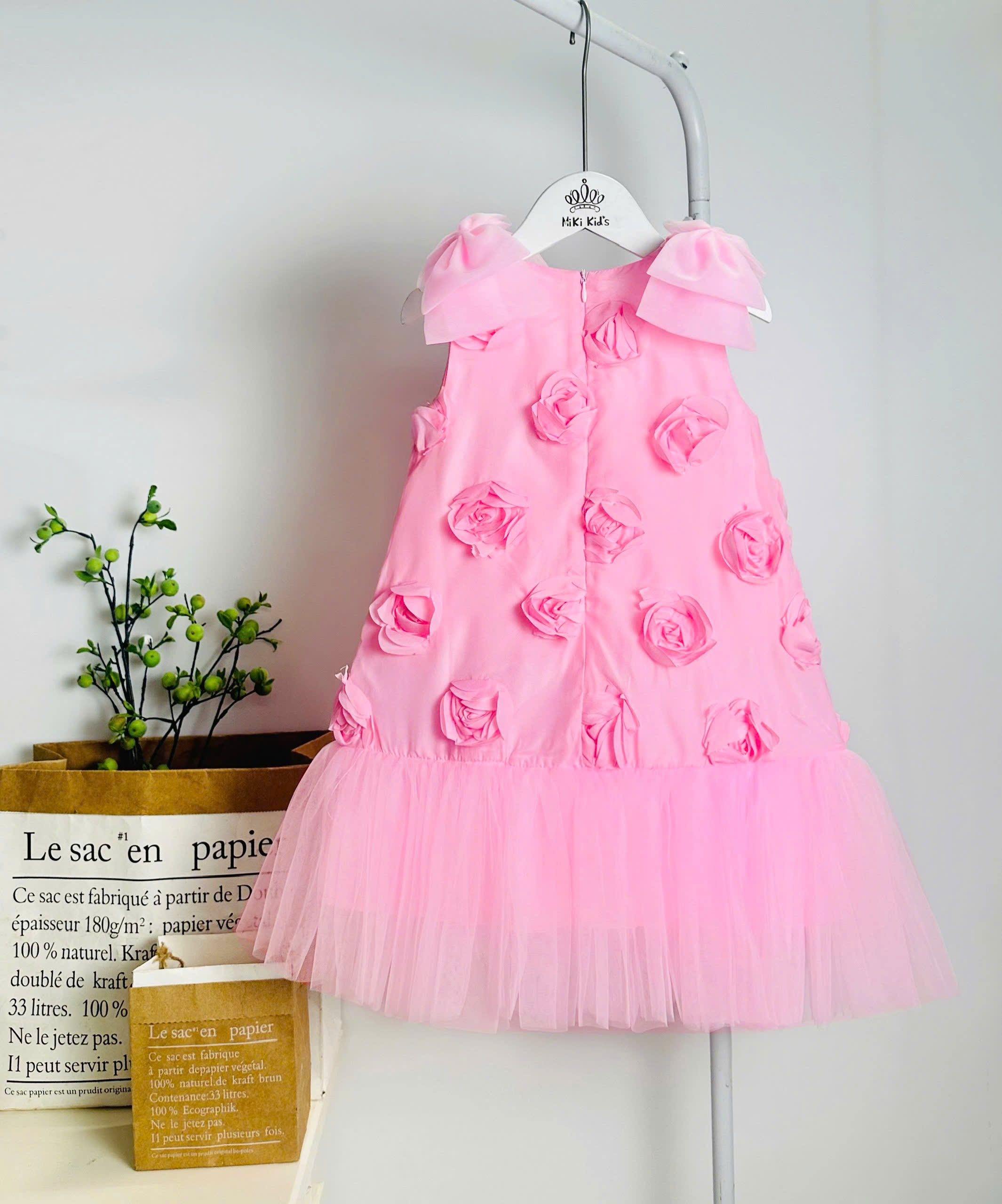 Đầm váy babydoll hai dây hoa mùa hè cho bé gái đi chơi đi học mát từ 12-35kg chất voan mềm mại