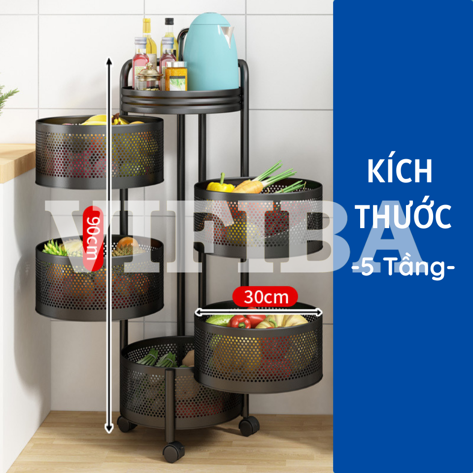 Kệ Tròn Xoay Nhà Bếp Đa Năng Đựng Rau Củ VIFIBA Hàng Chính Hãng Thép Carbon Không Gỉ Xoay 360°