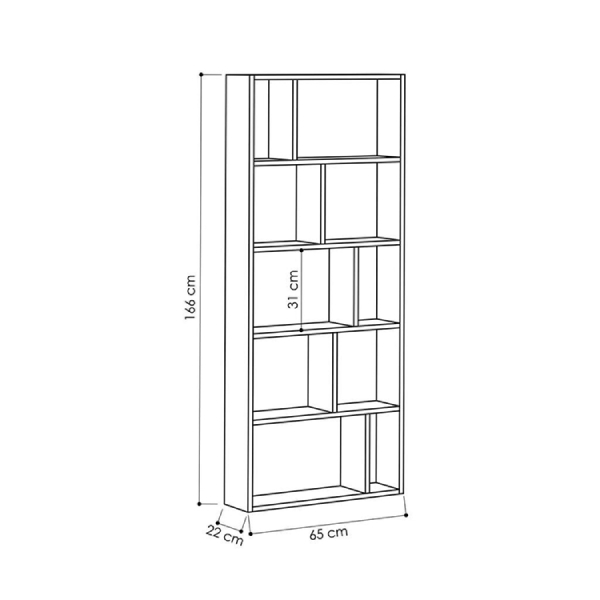 Kệ Sách Gỗ 5 Tầng (65cm x 22cm x 166cm)