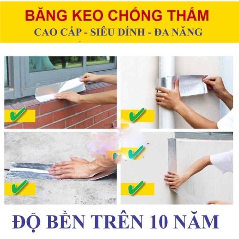 Cuộn 5 Mét Băng Keo Dán Rộng 20cm Miếng Siêu Dính, Chống Thấm Nước, Keo Chống Dột 20cm