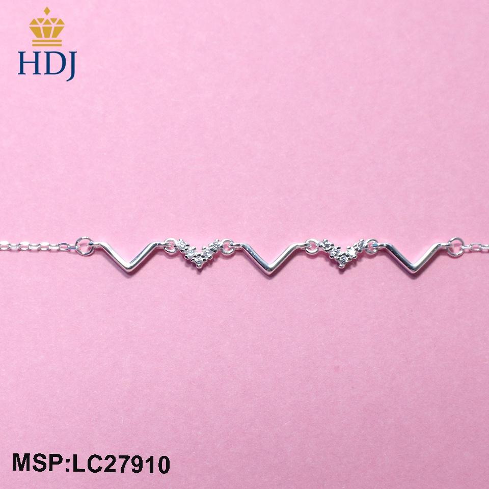 Lắc chân bạc thật dành cho nữ mẫu hình chữ V đính đá nhỏ xinh LCB27910 - Trang sức HDJ