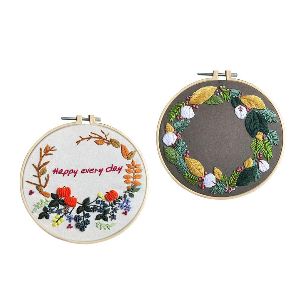 Flower Embroidery Starter Kit with Operating Instructions and Cross Stitch Tool Kits for Adults and Kids Beginners