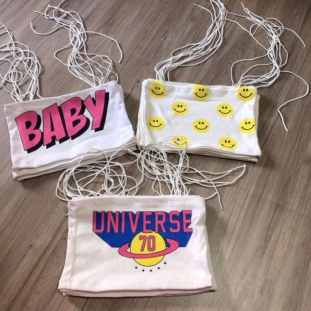 Áo Croptop Nữ - Croptop Dây Nơ In Hoạ Tiết Phong Cách Hè