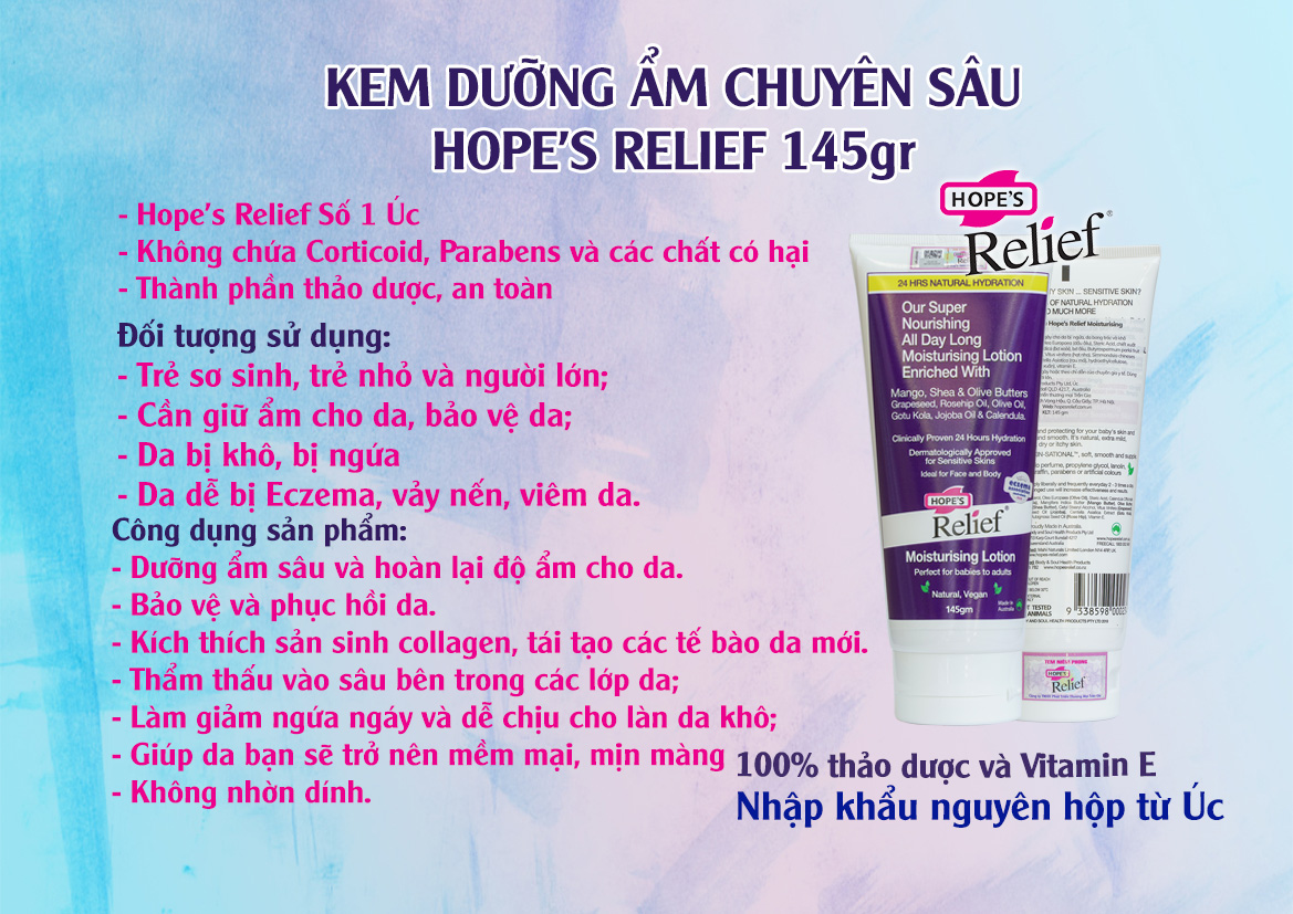 Dưỡng ẩm cho da khô ngứa, viêm da, vẩy nến, eczema Hope’s Relief (145g)