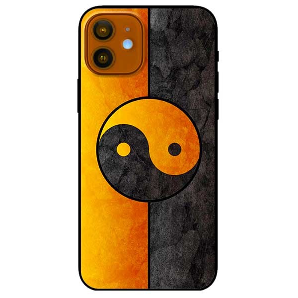 Ốp lưng dành cho Iphone 12 - 12 Pro mẫu Vòng Tròn Cam Đen