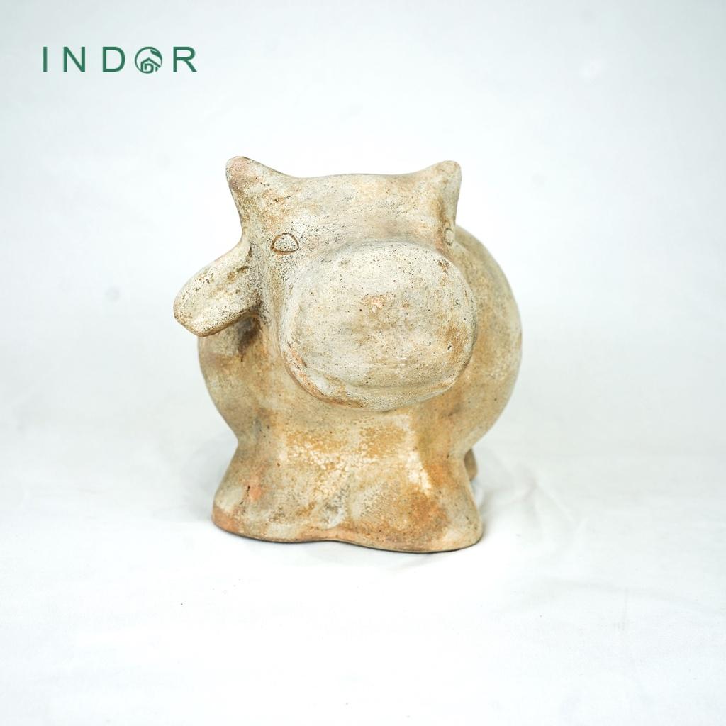 Tượng chú bò mông to chất liệu đất nung terracotta Tượng decor Noel Tượng trang trí nội ngoại thất