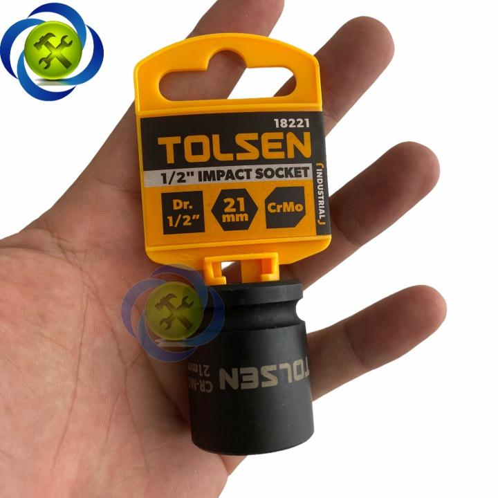 Tuýp 21mm 1/2 đen ngắn Tolsen 18221 loại 6 cạnh thép CR-MO