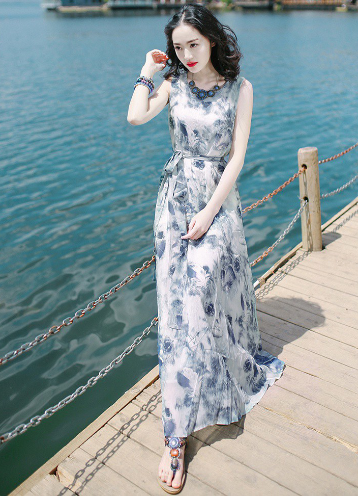 Đầm maxi họa tiết cao cấp BY4163