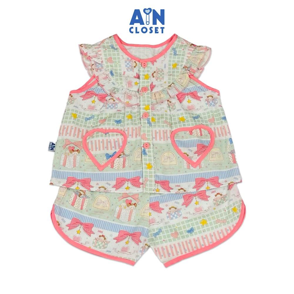 Bộ quần áo Ngắn bé gái hoạ tiết Hộp Quà Cotton - AICDBGRPFQGY - AIN Closet
