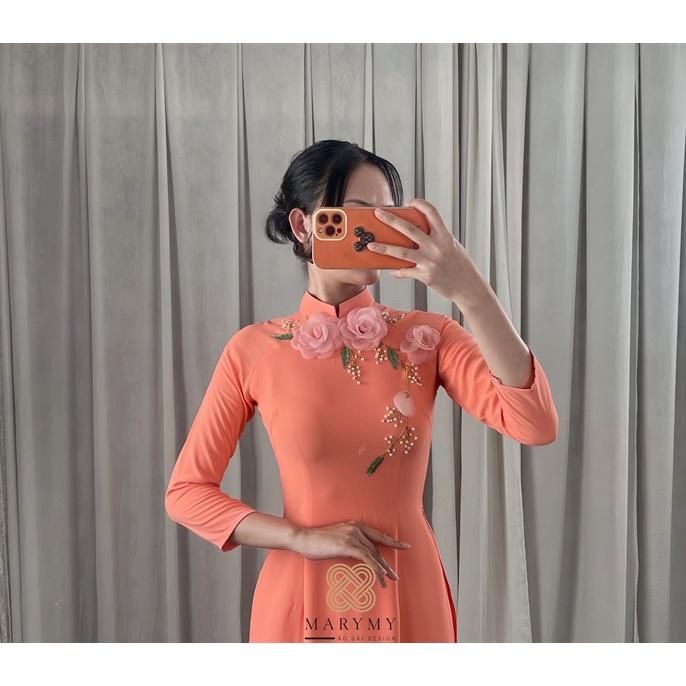 LM07 Áo dài siêu lụa đính hoa thủ công kết hạt cao cấp áo dài công sở cho giáo viên áo dài thời trang