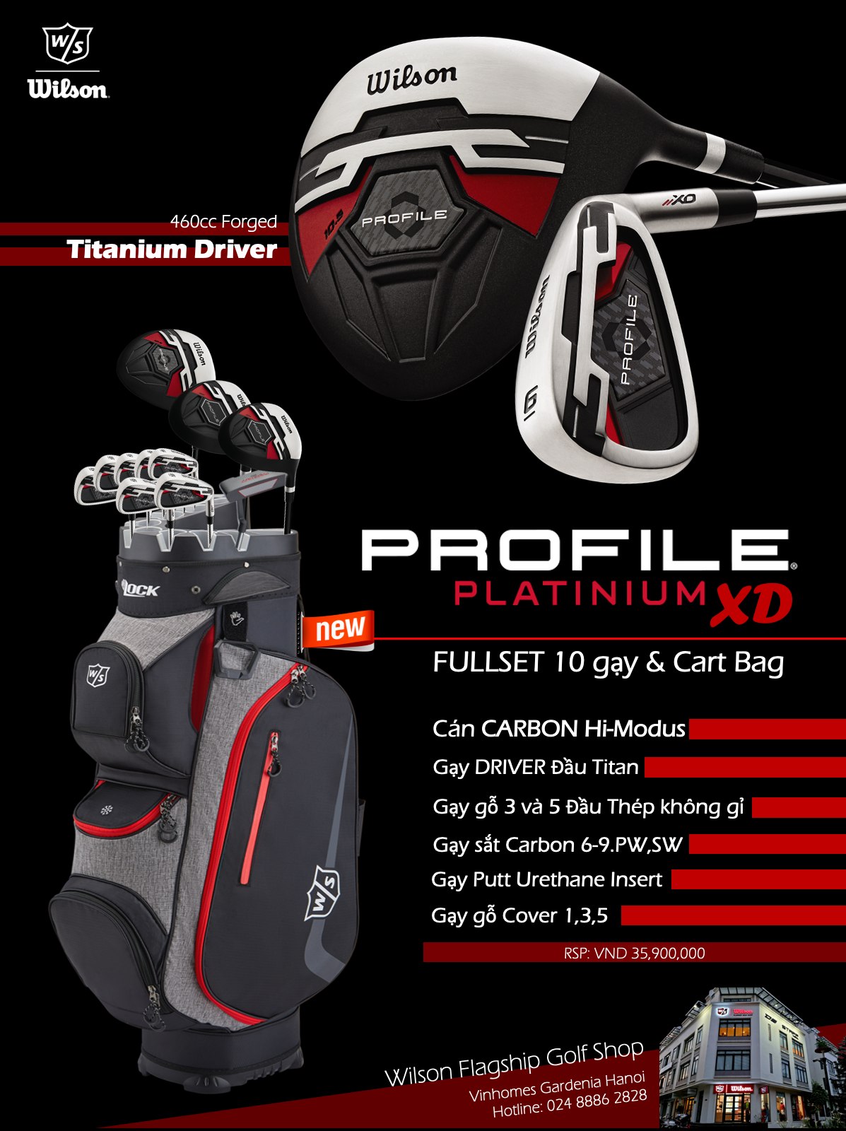 Bộ gậy golf- WS PROFILE Platinum XD MRH Full set 2023 (Cán Graphite)