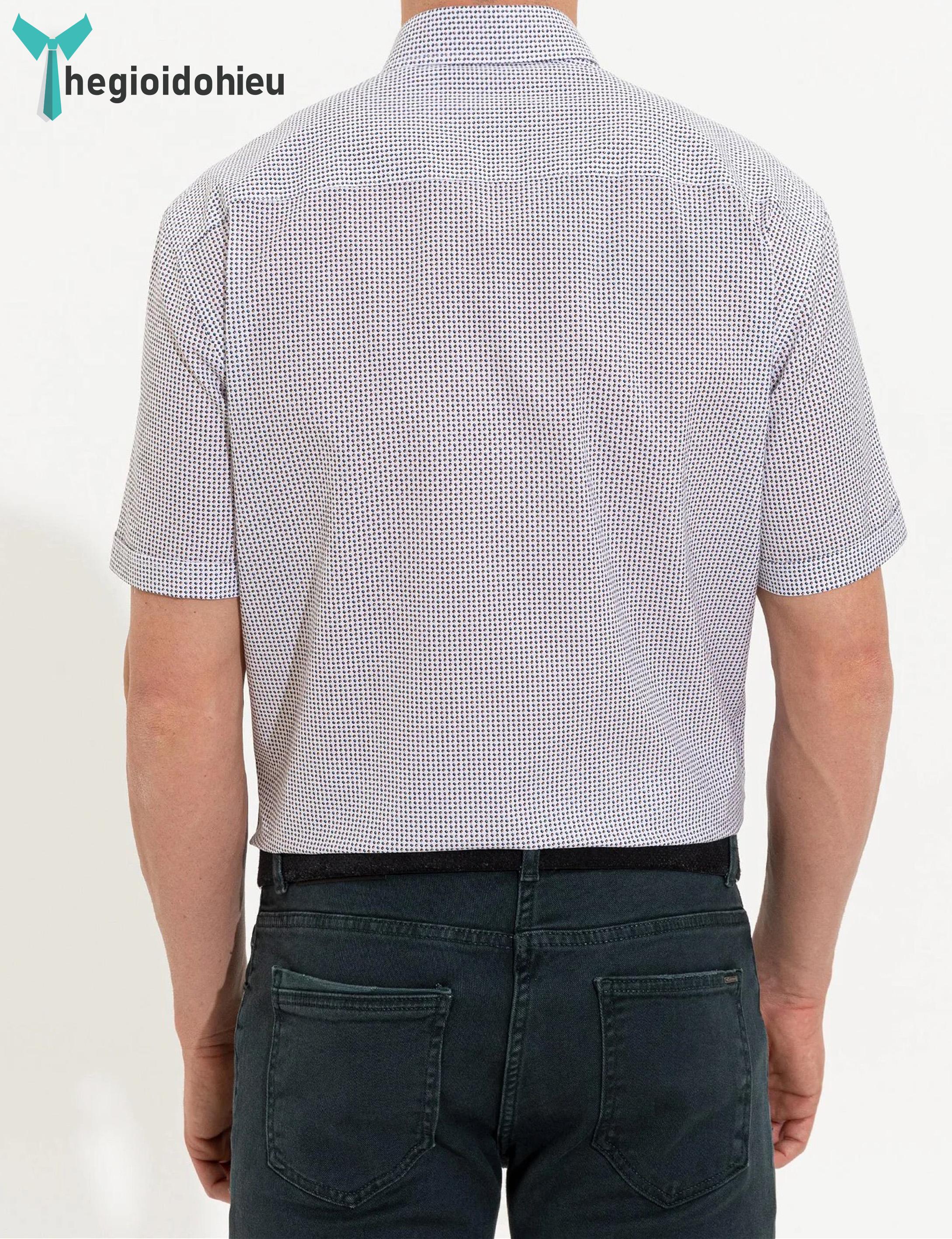 Áo sơ mi nam ngắn tay Pie Cardin PCShirt94 (Trắng họa tiết) - Hàng nhập khẩu - Có túi - Trắng họa tiết