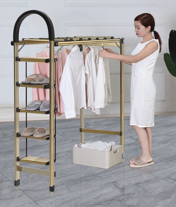 Giàn Phơi Quần Áo và Thang Drying Ladder Hợp Kim Nhôm cao cấp (Màu bạc)