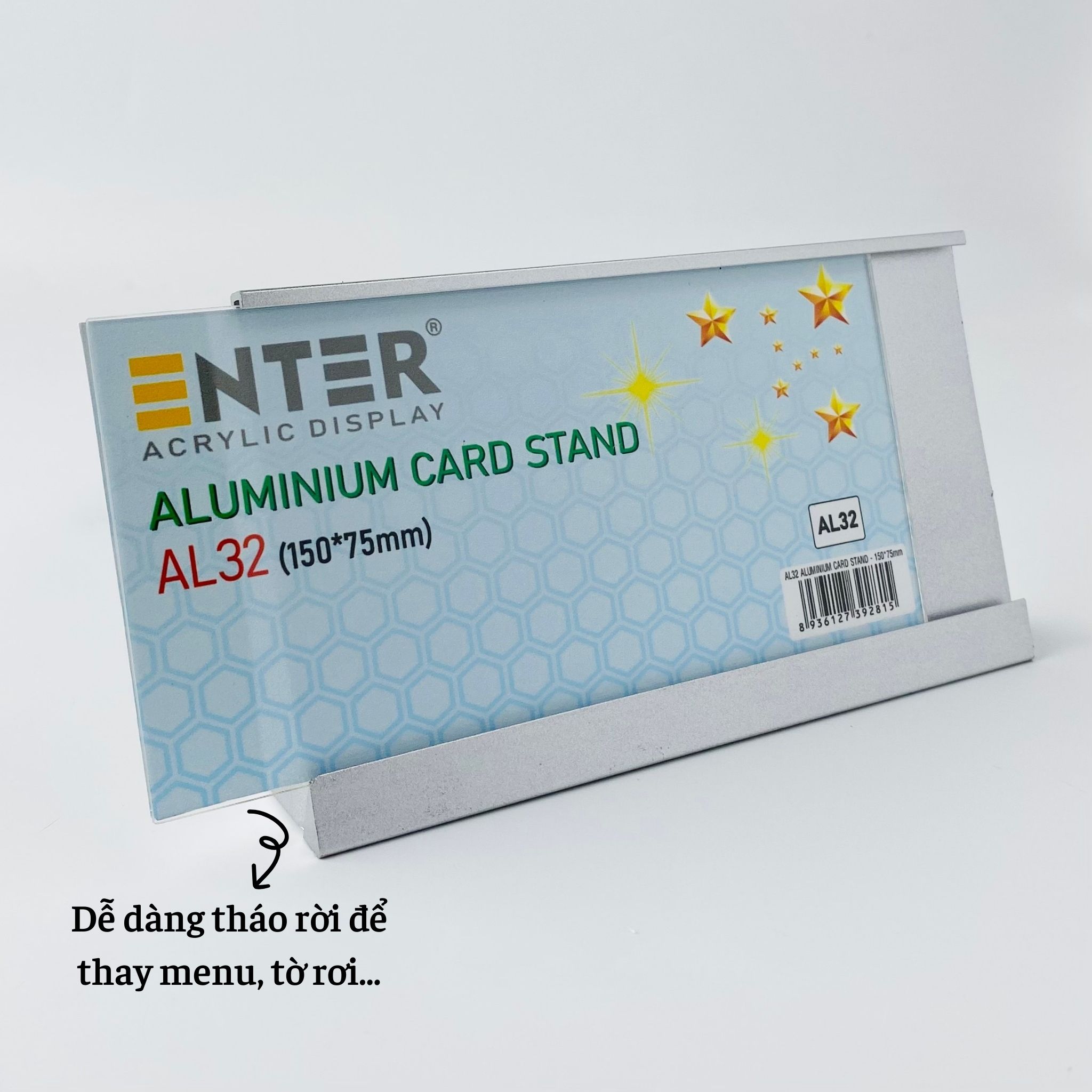 Bảng thông tin để bàn nhôm Enter AL32 150x75mm, Khung thông tin sản phẩm, Khung bảng giá, Kệ trưng bày để bàn