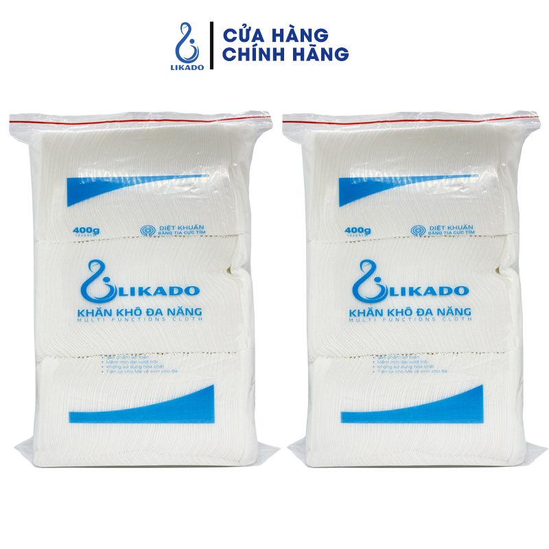 4 Bịch Khăn vải khô đa năng LIKADO 400g Mẫu Mới (15 x 20cm) 