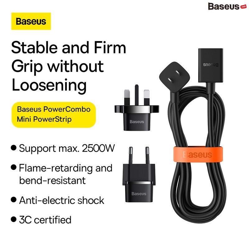 Adapter Nối Dài Du Lịch Đa Năng Baseus PowerCombo mini PowerStrip (Đổi Chân Cắm Thành Dạng AC Tiện Lợi)