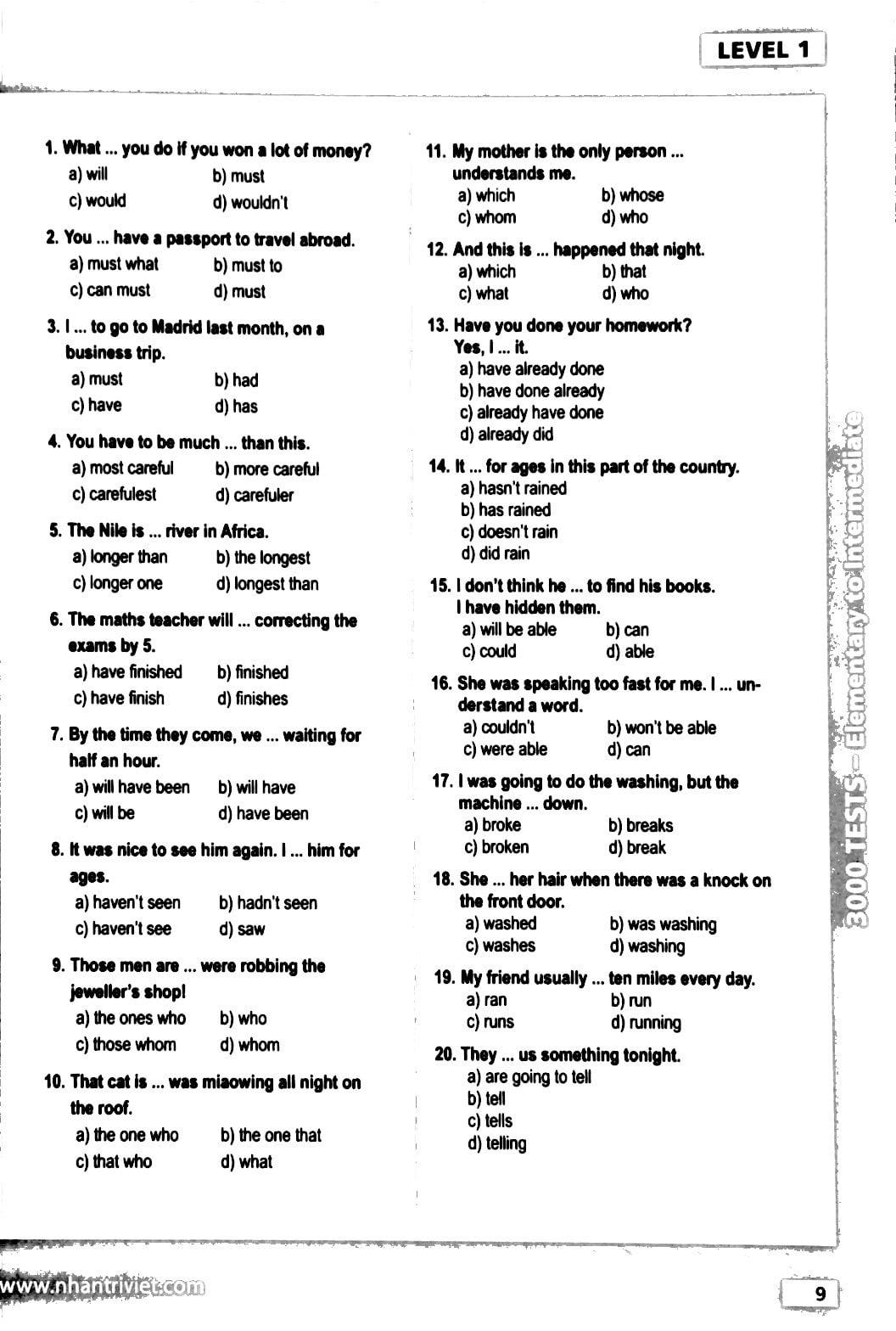 Sách 3000 Tests Elementary To Intermediate (Không CD) - ảnh 9