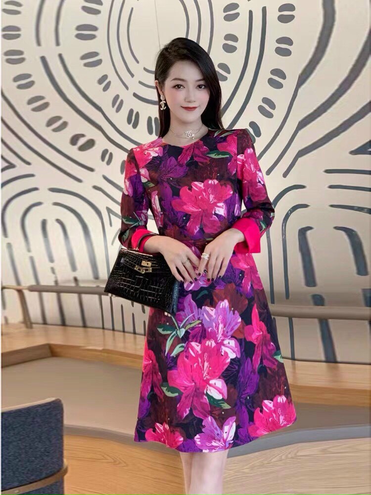 ĐẦM SUÔNG HOA TAY DÀI SIÊU ĐẸP