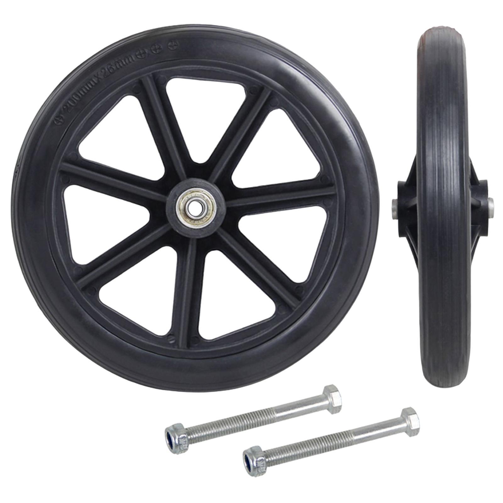 2x Front Wheel 8inch Bearing Casters for Wheelchairs Rollators Walkers Gray