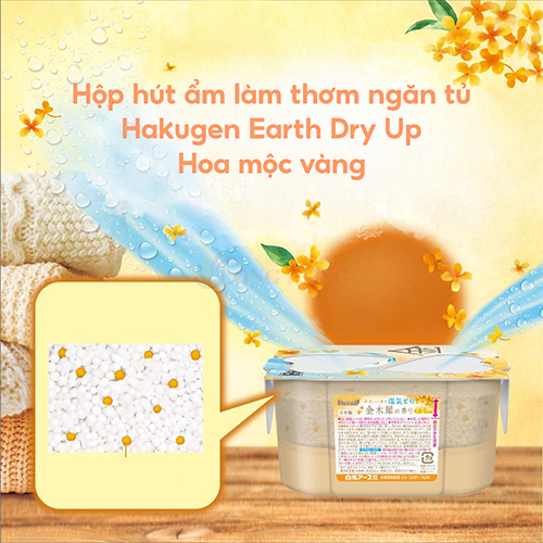 Hộp hút ẩm làm thơm ngăn tủ Hakugen Earth Dry Up (450ml) - Hàng chính hãng