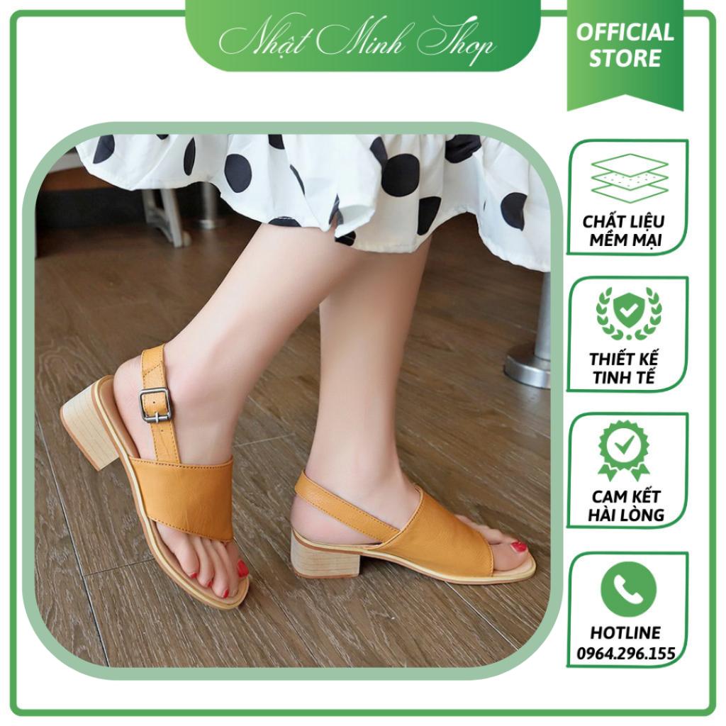 Sandal Nữ Gót Vuông Chất Liệu Da Si Mềm Cao Cấp, Đế Cao Su Chuyên Dùng Cho Xuất Khẩu Không Trơn Trượt 027