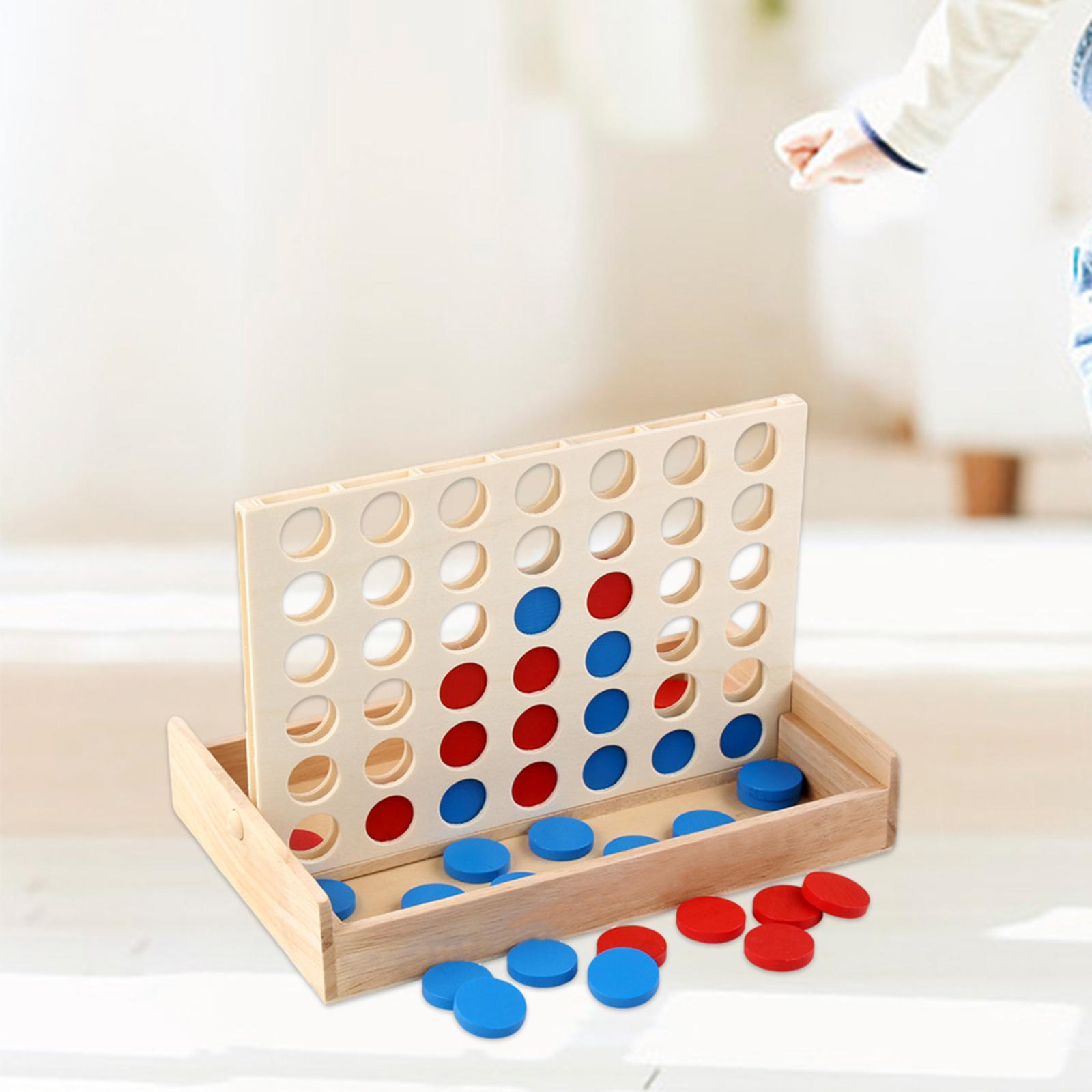 Kids Wooden 4 in Wooden Board Game Fun Block Board Early Learning Toys