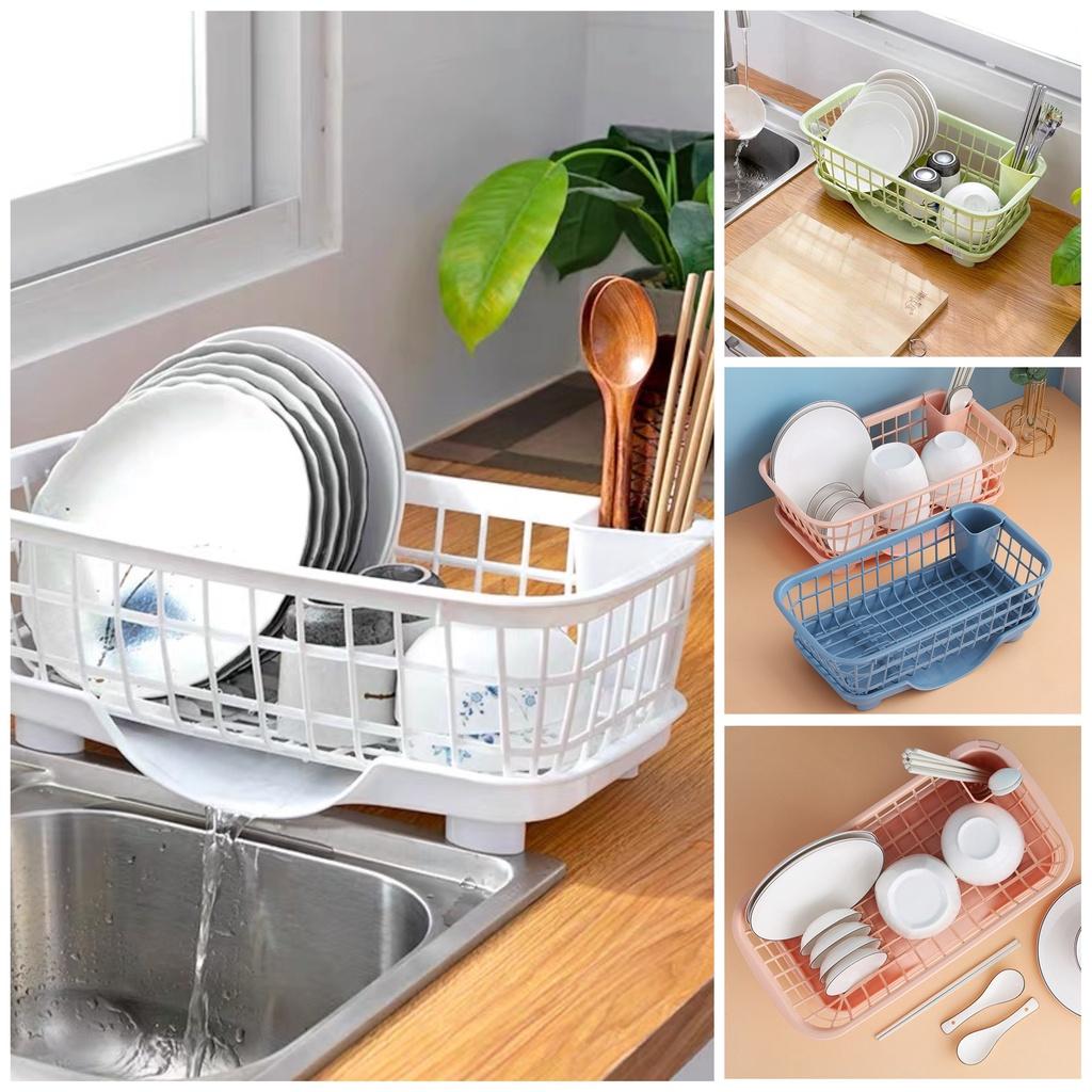Rổ úp bát có khay hứng nước - khay kệ rổ úp chén bát đĩa đũa muỗng tiện lợi