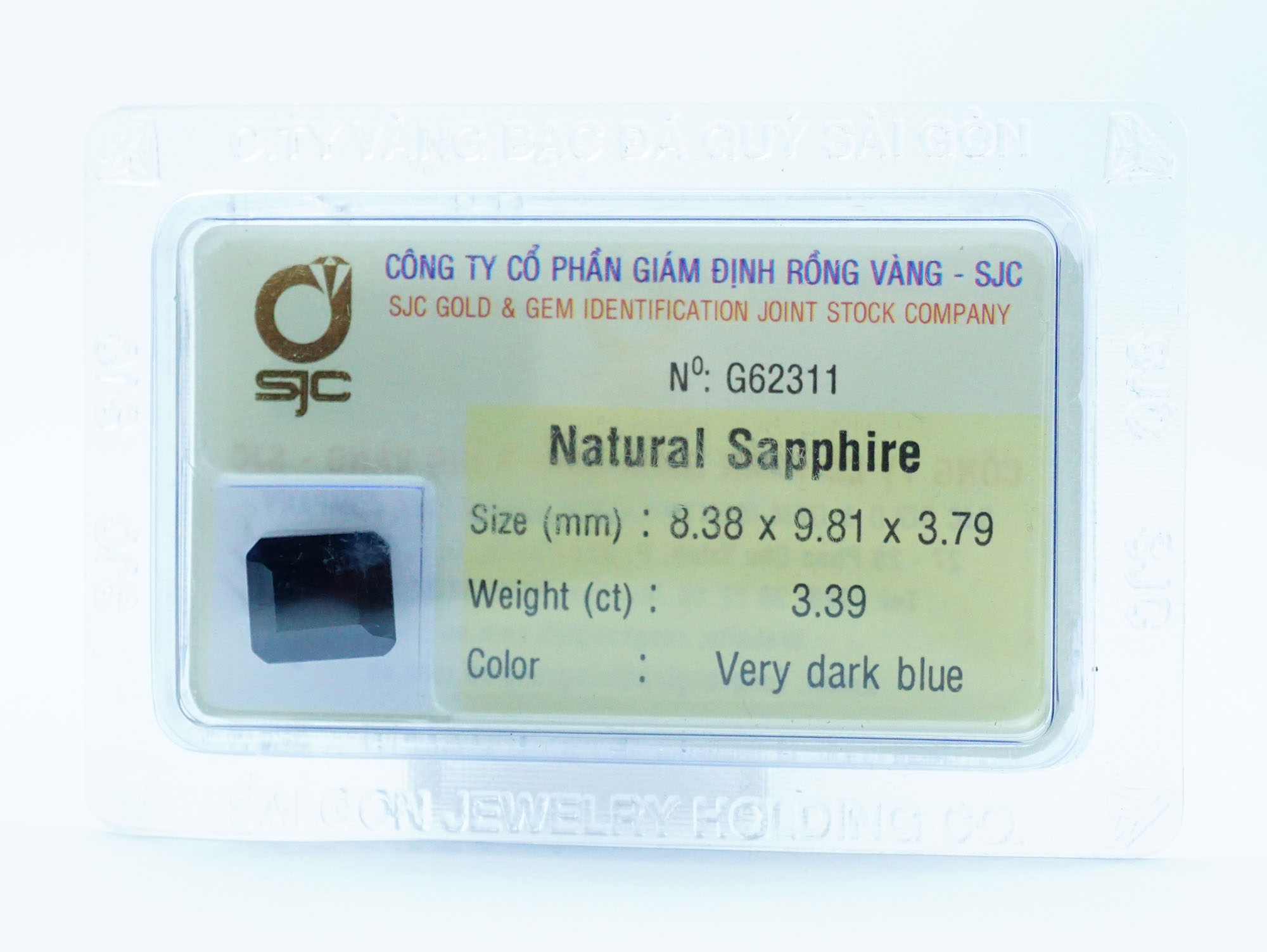 Đá Quý Sapphire Đen Tự Nhiên Mài Giác Chữ Nhật Kiểm Định