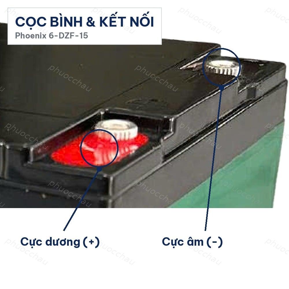 Ắc Quy Phoenix 6-DZF-15 (12V 15Ah) Cho Xe Đạp Điện, Xe Máy Điện