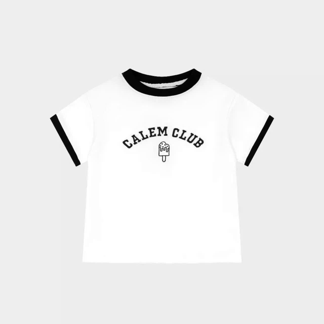 Áo thun form rộng CLAM CLUB tay phối nam nữ, áo thun cặp đôi, Áo phông Form Fit chữn babytee siêu hot cotton tay ngắn thêu họa tiết màu sắc tương phản thời trang mùa hè