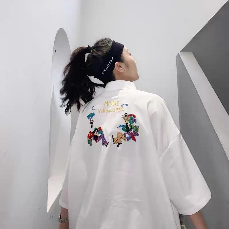 Áo sơmi unisex thêu hoạ tiết