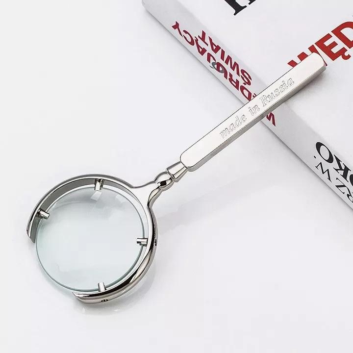 Kính Lúp Magnifier Nga 60mm | Zoom 8x, Gọng inox 304 siêu bền đẹp vàng bóng sang trọng -VT0925