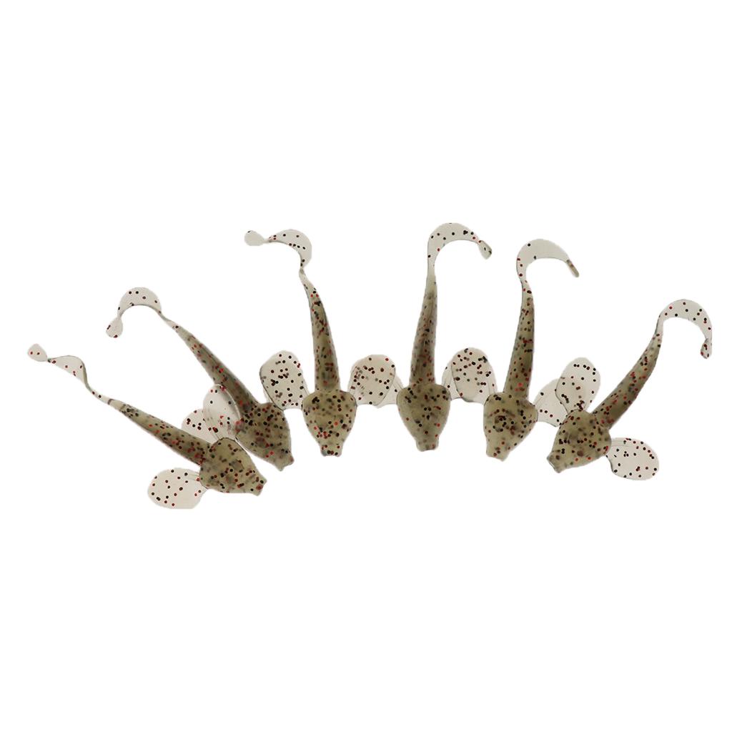 6x Plastic Fishing Lure Grub Worm Soft Bait for Bass Perch