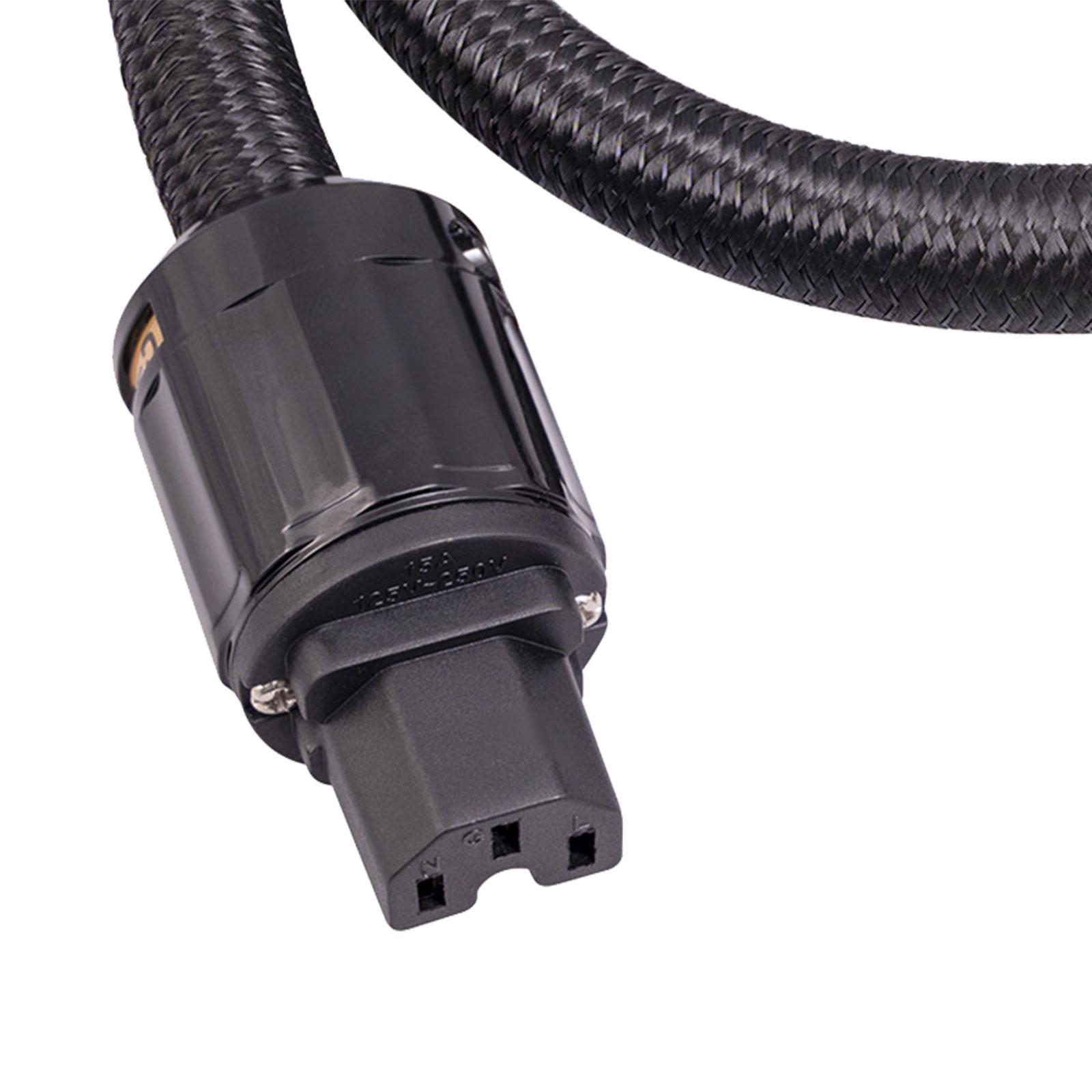 HiFi Audio Power Cord HiFi Audiophile Power Cord Male to Female Copper Replacement Audio Cable 1/2/3M Braided Sleeves 12AWG HiFi Power Cable