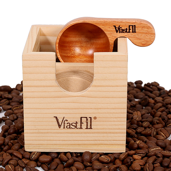 Muỗng gỗ định lượng cafe VfastFil Pro: Muỗng gỗ đong cà phê được làm bằng gỗ xà cừ tự nhiên, thể tích 30ml đong 10g cafe sử dụng với bộ  kit cafe phin VfastFil