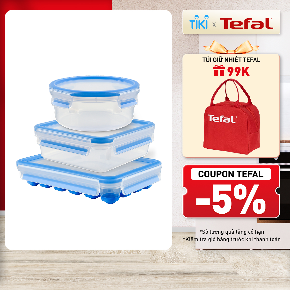 Bộ 3 hộp nhựa tròn, hộp nhựa đựng đá , hộp nhựa vuông Tefal Masterseal Fresh 850ml, 0.85L-BO3PLA9