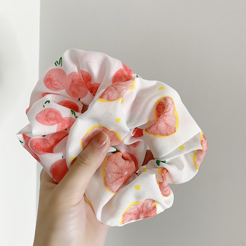 Cột Tóc Vải Scrunchies, Dây Chun Tóc Nữ Scrunchies Họa Tiết Trái Cây Dễ Thương SC13