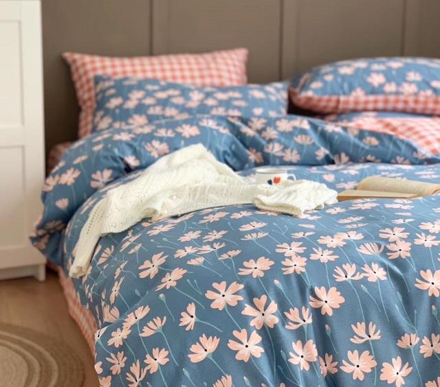 Set Cotton living Hàng Nhập Khẩu Cao Cấp 100%cotton 4 Món Hoa Xẻ Quạt