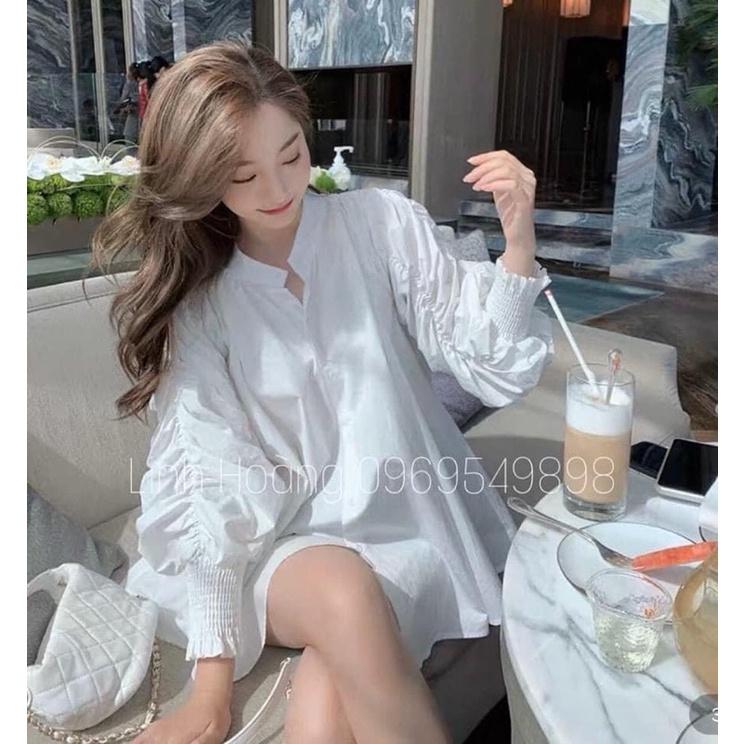 ÁO SƠMI CỔ TÀU TAY NHÚN