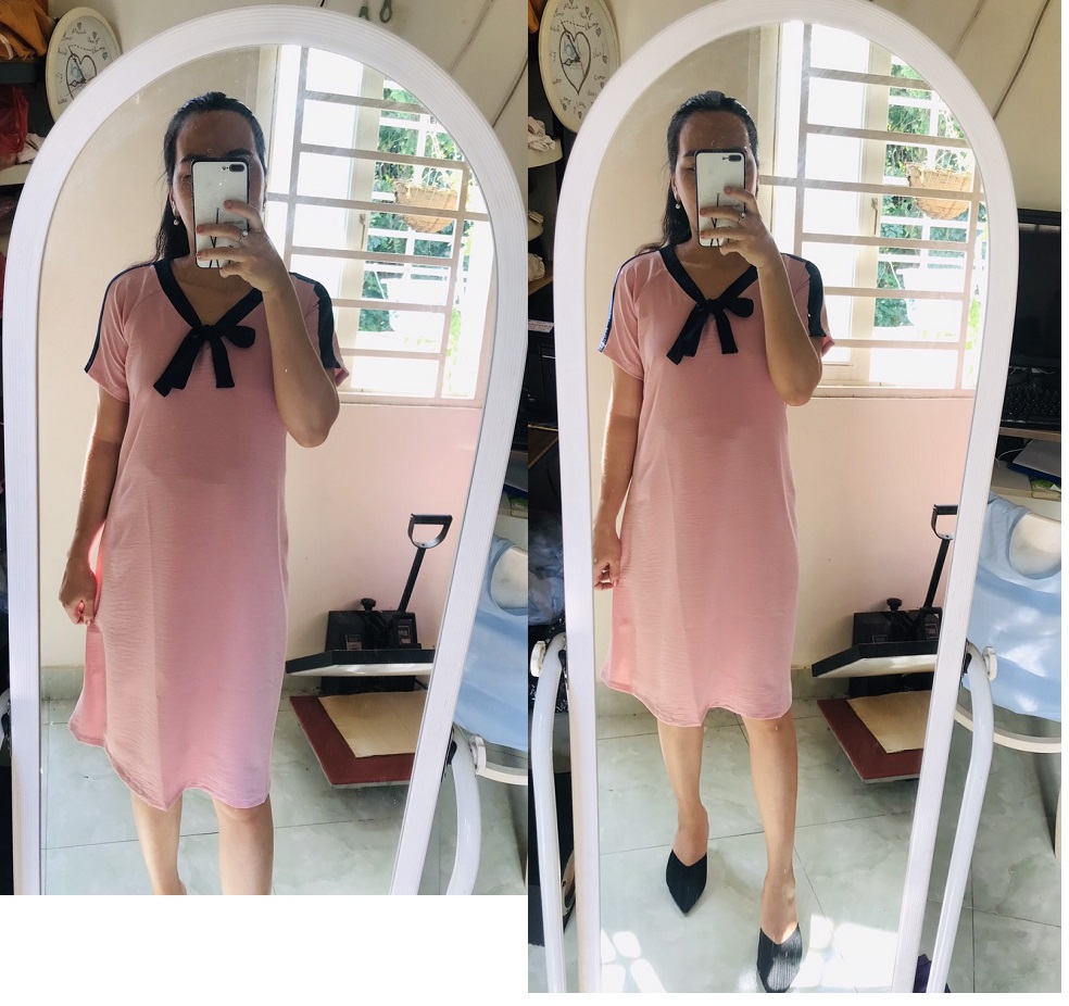 Đầm đũi phối mầu xinh xắn