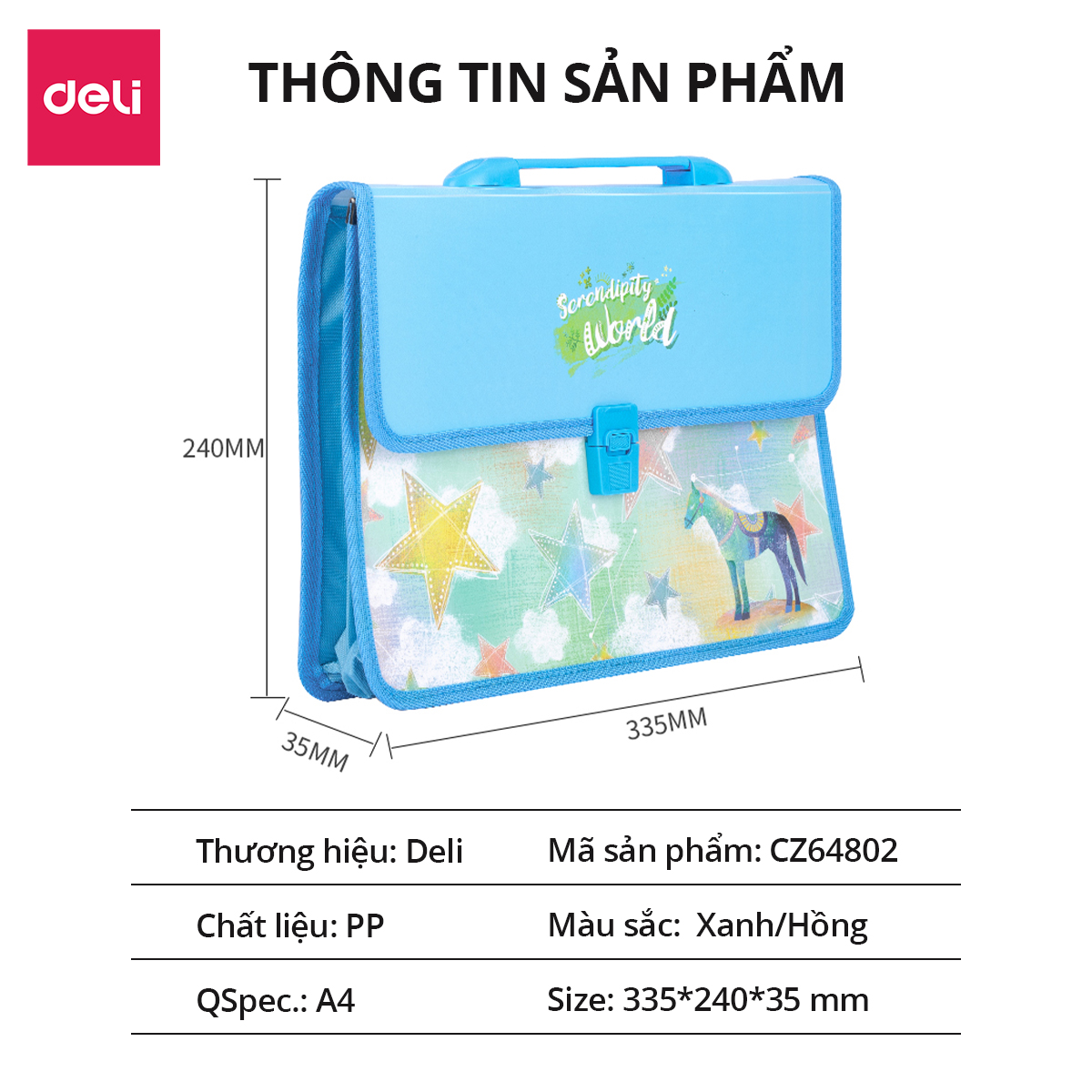 Túi Cặp Học Thêm Học Sinh Deli - Thiết Kế Dễ Thương Chất Liệu Nhựa Chống Nước Bụi Sức Chứa Lớn An Toàn Tiện Lợi Cho Bé