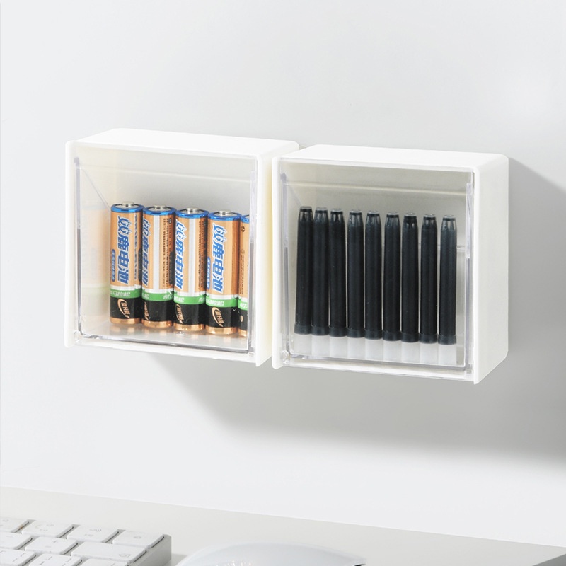 Hộp đựng đồ nắp lật trong suốt gắn tường 8 x 8cm
